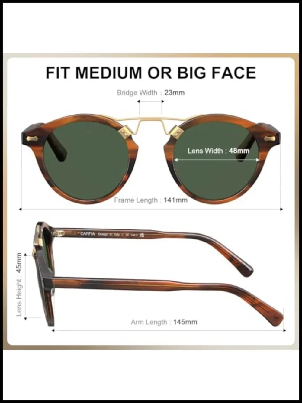 Small Face Acetate Double Bridge Sunglasses Polarized UV Protection Retro Metal
